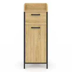 Armoire De Salle De Bains|IDMarket Colonne de rangement d'appoint salle de bain DETROIT 1 tiroir 1 placard design industriel