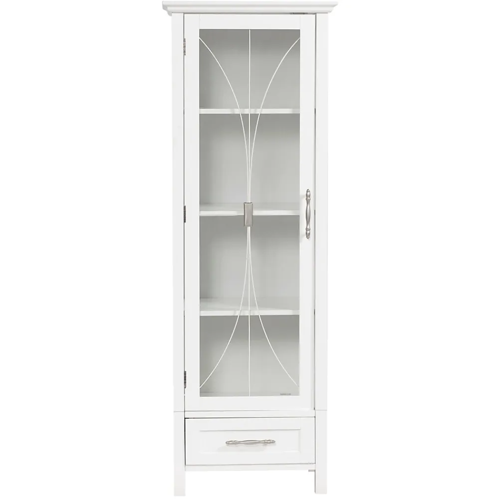 Teamson Home Colonne de rangement en effet bois blanc avec portes en verre
