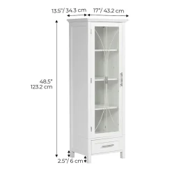 Teamson Home Colonne de rangement en effet bois blanc avec portes en verre
