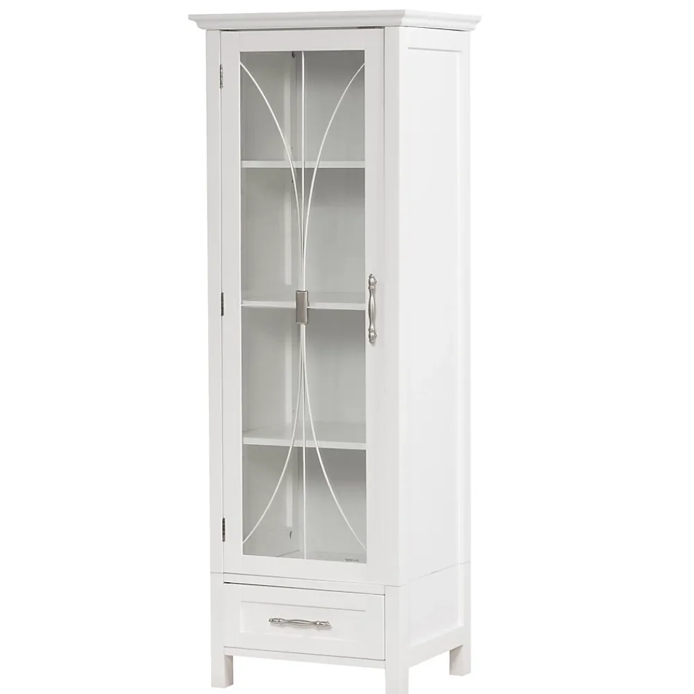 Teamson Home Colonne de rangement en effet bois blanc avec portes en verre