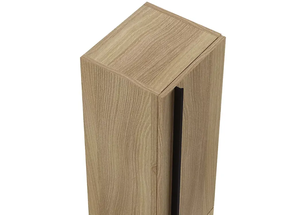 Meuble De Salle De Bains Faible Profondeur|T-Bath Colonne de salle de bain ANGI 2 portes 140x30x27 cm chêne