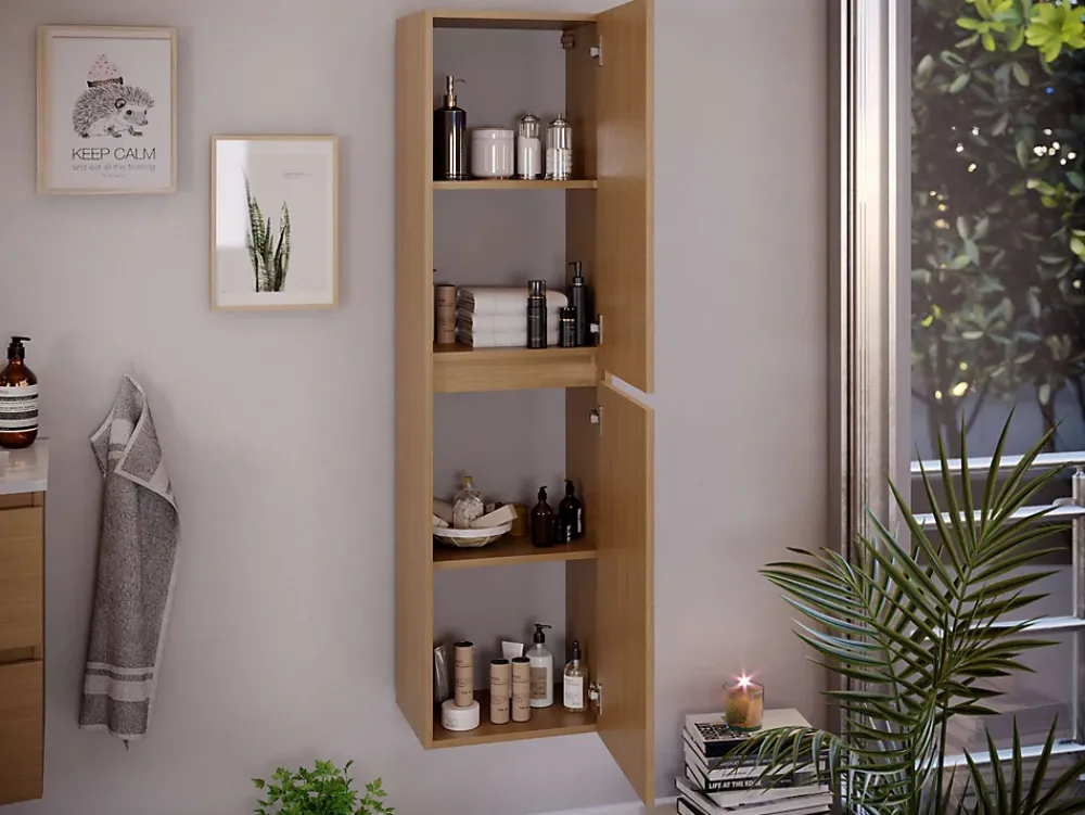 Colonne De Salle De Bains|T-Bath Colonne de salle de bain KIVE 2 portes 150x40x31,6 cm chêne