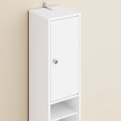 Sobuy Colonne de Salle de Bain Étroite Hydrofuge avec Étagères et Tiroirs Réglables - Armoire Gain de Place Blanche