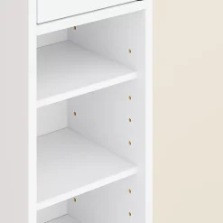 Sobuy Colonne de Salle de Bain Étroite Hydrofuge avec Étagères et Tiroirs Réglables - Armoire Gain de Place Blanche