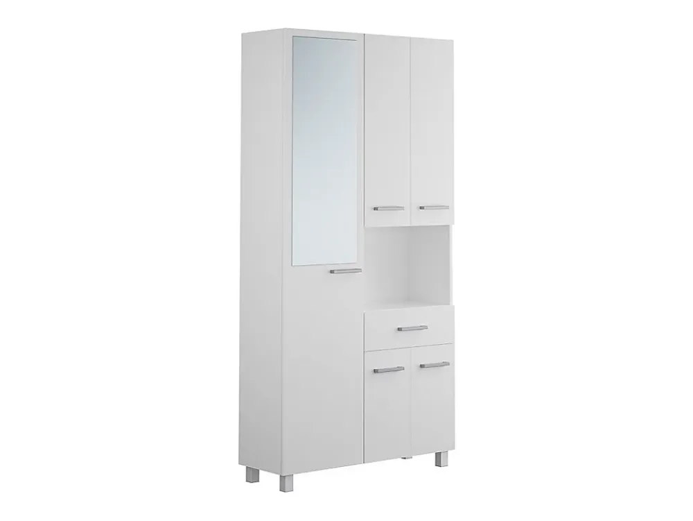 Vente-unique Colonne de salle de bain avec miroir sur pied - 180 cm - Blanc - MINELA