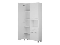 Vente-unique Colonne de salle de bain avec miroir sur pied - 180 cm - Blanc - MINELA