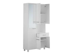 Vente-unique Colonne de salle de bain avec miroir sur pied - 180 cm - Blanc - MINELA