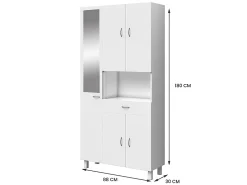 Vente-unique Colonne de salle de bain avec miroir sur pied - 180 cm - Blanc - MINELA