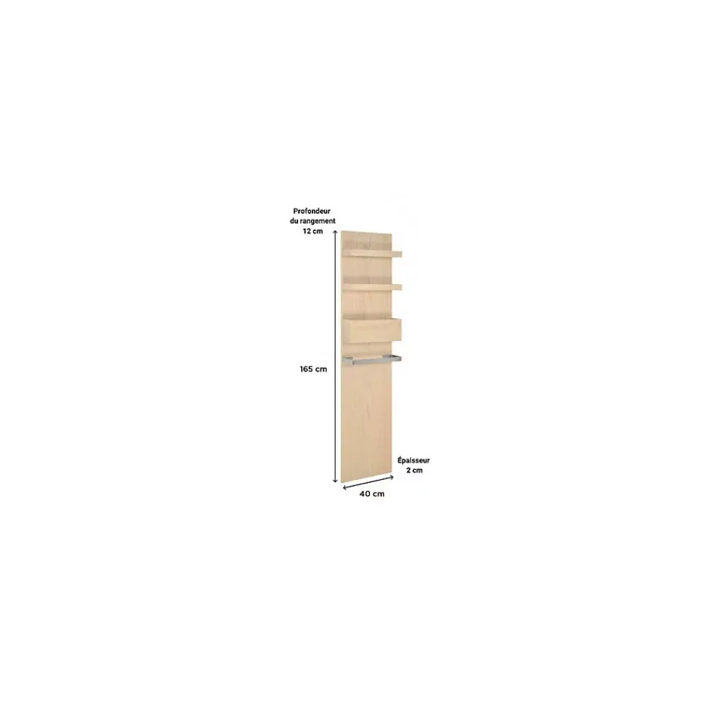 Mob-In Colonne de salle de bain suspendue chêne ENIO 165cm porte serviette