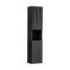 Meublorama Colonne de salle de bain VANO 2 portes et 1 niche Noir mat L30 x P25 x H140 cm Meuble suspendu