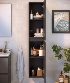 T-Bath Colonne de salle de bain NELI 2 portes 140x30x27 cm gris anthracite