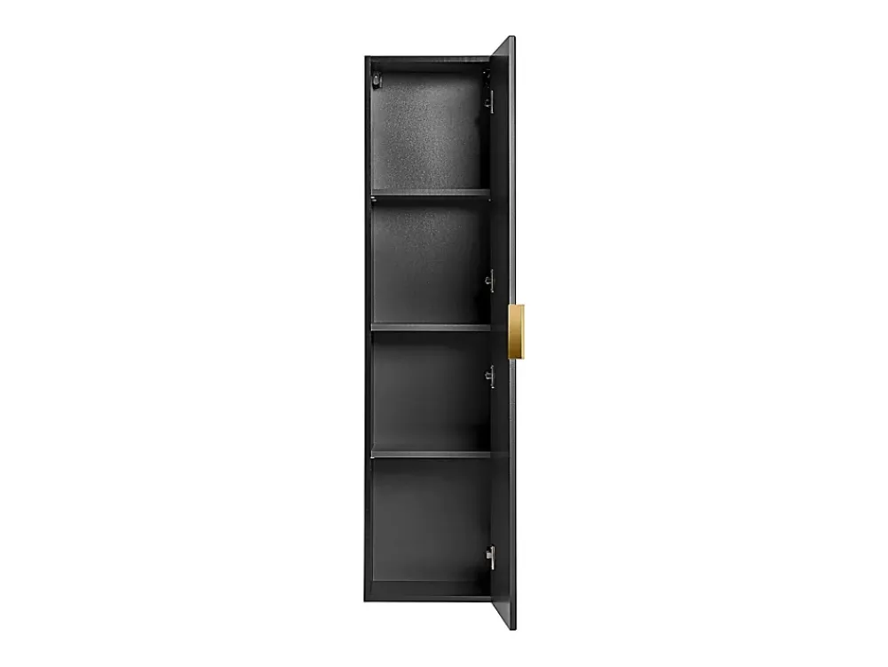 Colonne De Salle De Bains|Vente-unique Colonne de salle de bain suspendue striée - Noir - H140 cm - ZEVARA