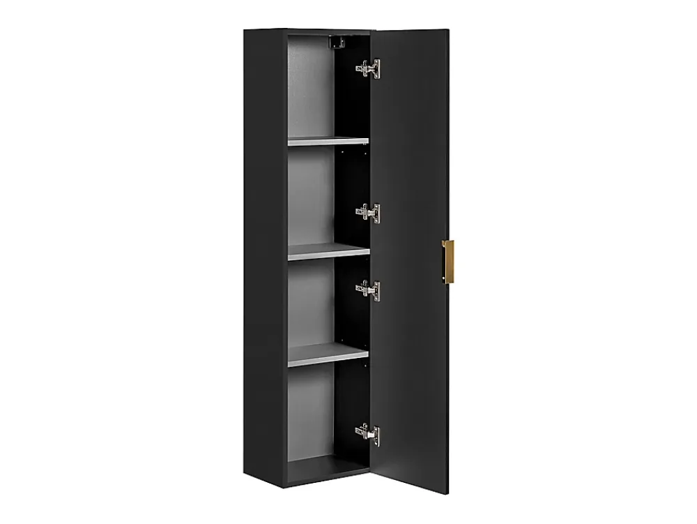 Colonne De Salle De Bains|Vente-unique Colonne de salle de bain suspendue striée - Noir - H140 cm - ZEVARA