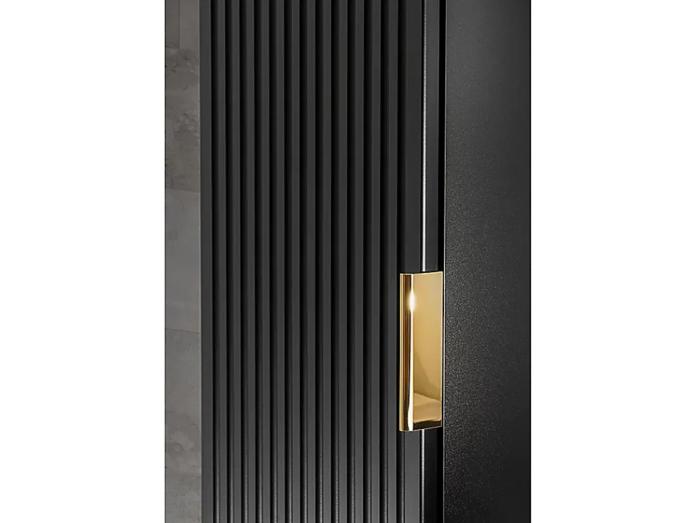 Colonne De Salle De Bains|Vente-unique Colonne de salle de bain suspendue striée - Noir - H140 cm - ZEVARA