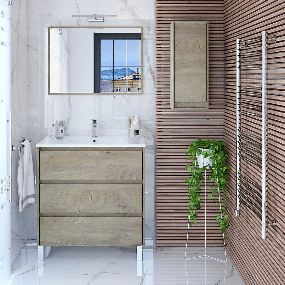 Meuble De Salle De Bains Faible Profondeur|Vs Venta-Stock Colonne de salle de bain Devin 1 porte, couleur ciel d'Alaska