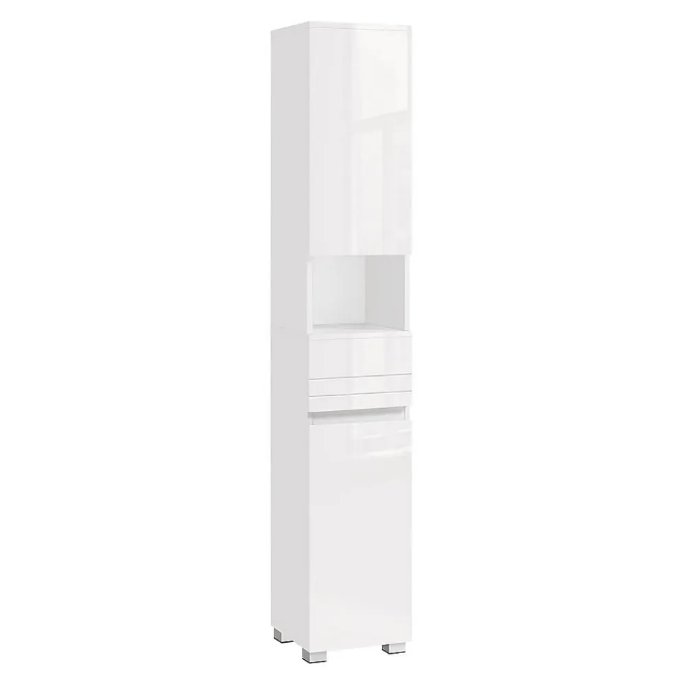 Calicosy Colonne de salle de bain 2 portes, 1 tiroir et 1 niche - H170 cm