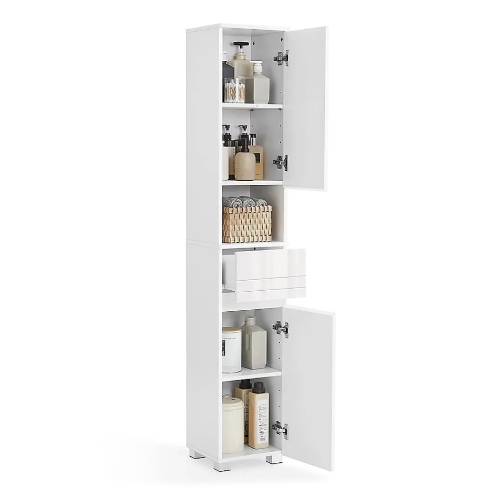 Calicosy Colonne de salle de bain 2 portes, 1 tiroir et 1 niche - H170 cm