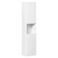 Meublorama Colonne de salle de bain VANO 2 portes et 1 niche Blanc alpin L30 x H140 x P25 cm Meuble suspendu