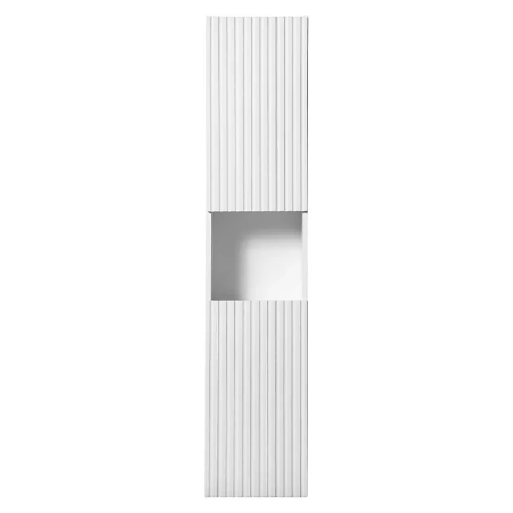 Meublorama Colonne de salle de bain VANO 2 portes et 1 niche Blanc alpin L30 x H140 x P25 cm Meuble suspendu