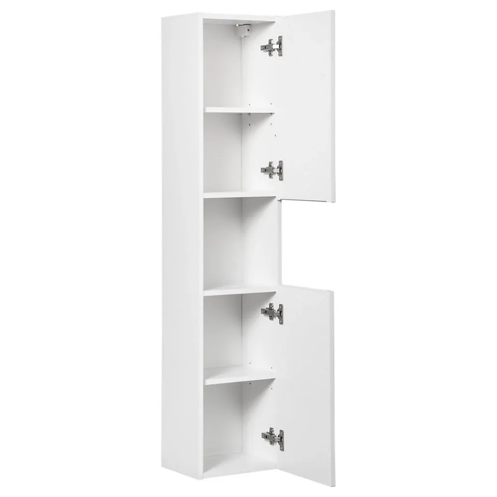 Meublorama Colonne de salle de bain VANO 2 portes et 1 niche Blanc alpin L30 x H140 x P25 cm Meuble suspendu