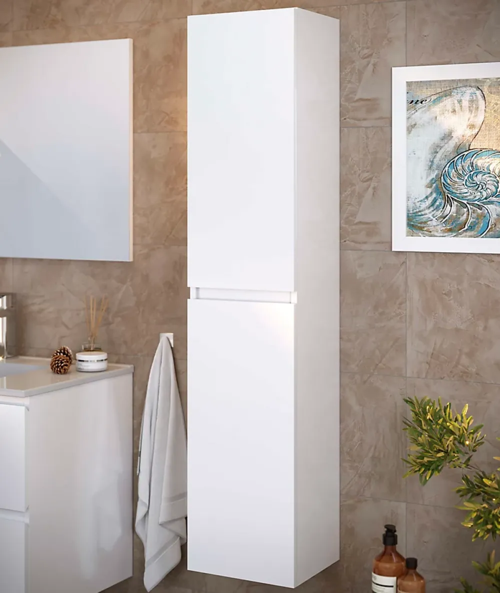T-Bath Colonne de salle de bain NELI 2 portes 140x30x27 cm blanc