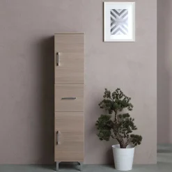 Colonne De Salle De Bains|Kiamami Valentina Colonne De Salle De Bain 150Cm 2 Portes Et 1 Tiroir Chêne Naturel Avec Pieds Rimini