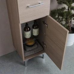 Colonne De Salle De Bains|Kiamami Valentina Colonne De Salle De Bain 150Cm 2 Portes Et 1 Tiroir Chêne Naturel Avec Pieds Rimini
