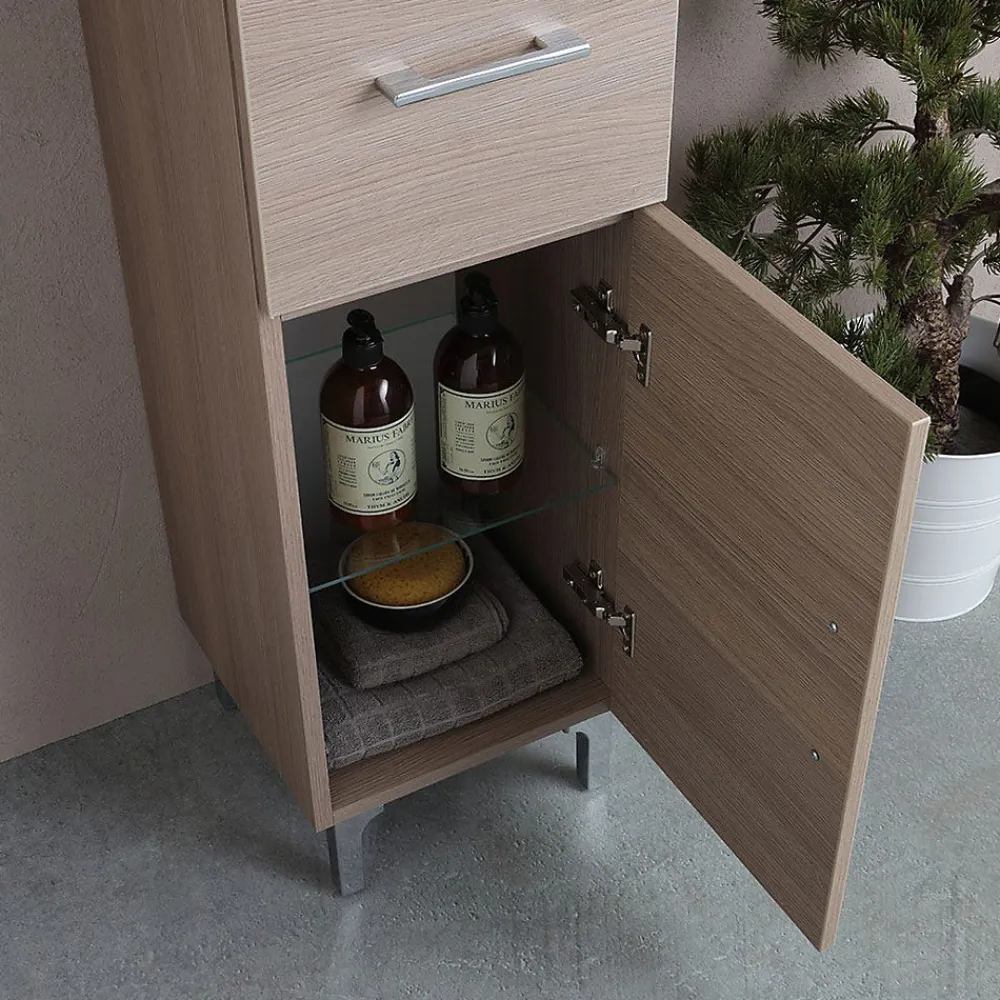 Colonne De Salle De Bains|Kiamami Valentina Colonne De Salle De Bain 150Cm 2 Portes Et 1 Tiroir Chêne Naturel Avec Pieds Rimini