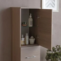 Colonne De Salle De Bains|Kiamami Valentina Colonne De Salle De Bain 150Cm 2 Portes Et 1 Tiroir Chêne Naturel Avec Pieds Rimini