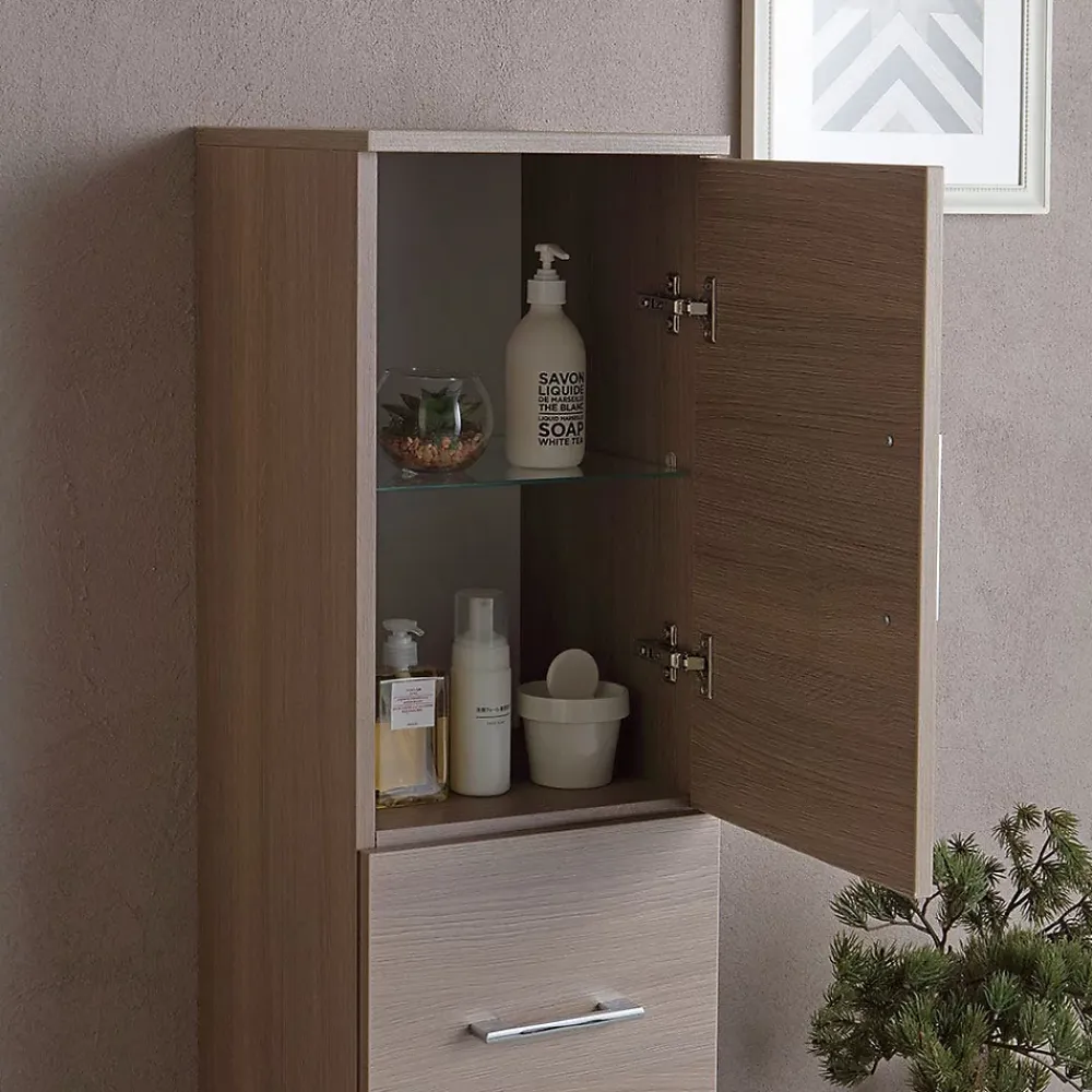 Colonne De Salle De Bains|Kiamami Valentina Colonne De Salle De Bain 150Cm 2 Portes Et 1 Tiroir Chêne Naturel Avec Pieds Rimini