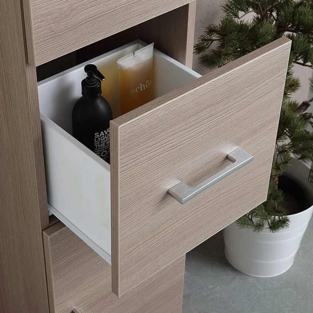 Colonne De Salle De Bains|Kiamami Valentina Colonne De Salle De Bain 150Cm 2 Portes Et 1 Tiroir Chêne Naturel Avec Pieds Rimini