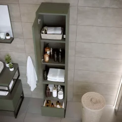 Colonne De Salle De Bains|Meuble De Salle De Bains Faible Profondeur|T-Bath Colonne de salle de bain SPA 1 porte 1 tiroir 180x35x35 cm vert