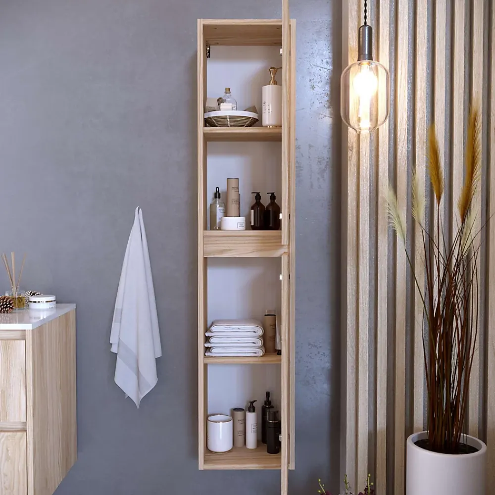 T-Bath Colonne de salle de bain DINEY 2 portes 140x30x25 cm orme