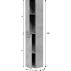Colonne De Salle De Bains|Vs Venta-Stock Colonne de salle de bain Alise 2 portes, couleur Ciment