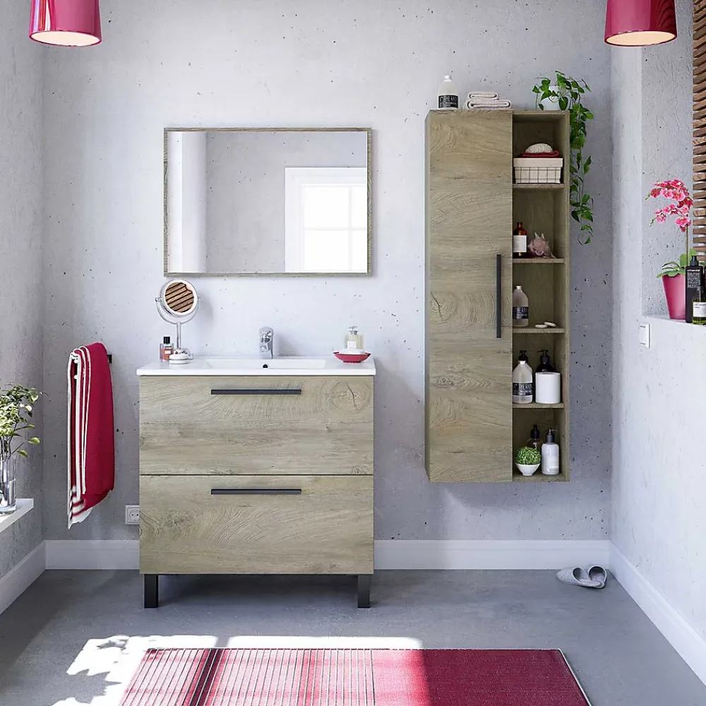 Vs Venta-Stock Colonne de salle de bain Alise 1 porte et 5 trous, couleur ciel d'Alaska