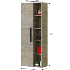 Vs Venta-Stock Colonne de salle de bain Alise 1 porte et 5 trous, couleur ciel d'Alaska