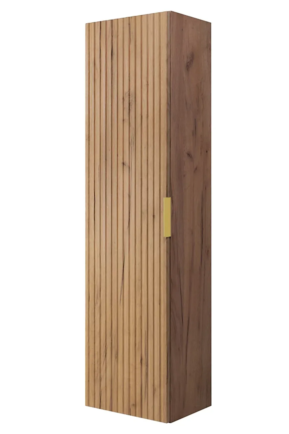 Colonne De Salle De Bains|3xE Living Colonne de salle de bain, Chêne Craft, 35 x 136 x 27 cm, poignée dorée