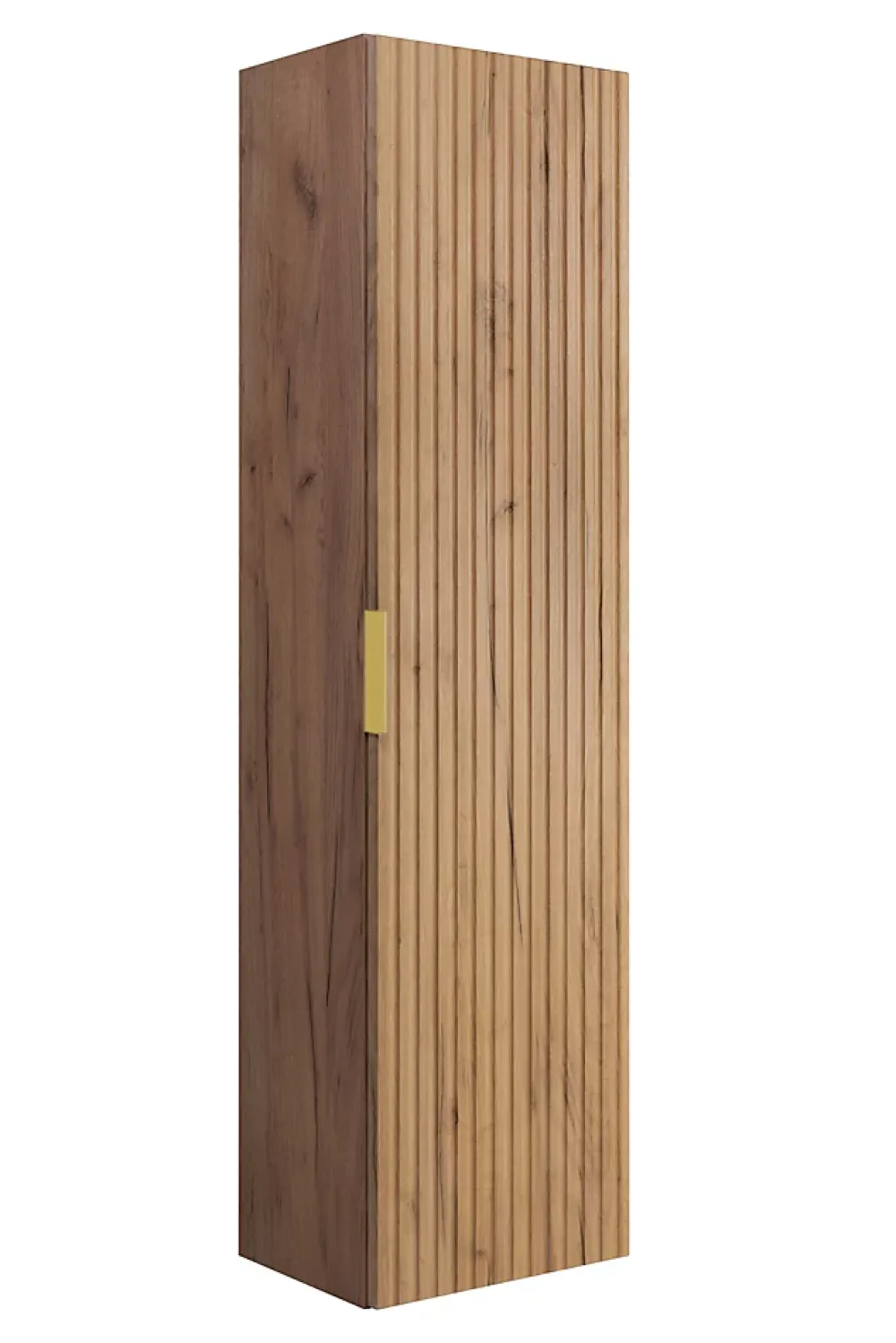 Colonne De Salle De Bains|3xE Living Colonne de salle de bain, Chêne Craft, 35 x 136 x 27 cm, poignée dorée