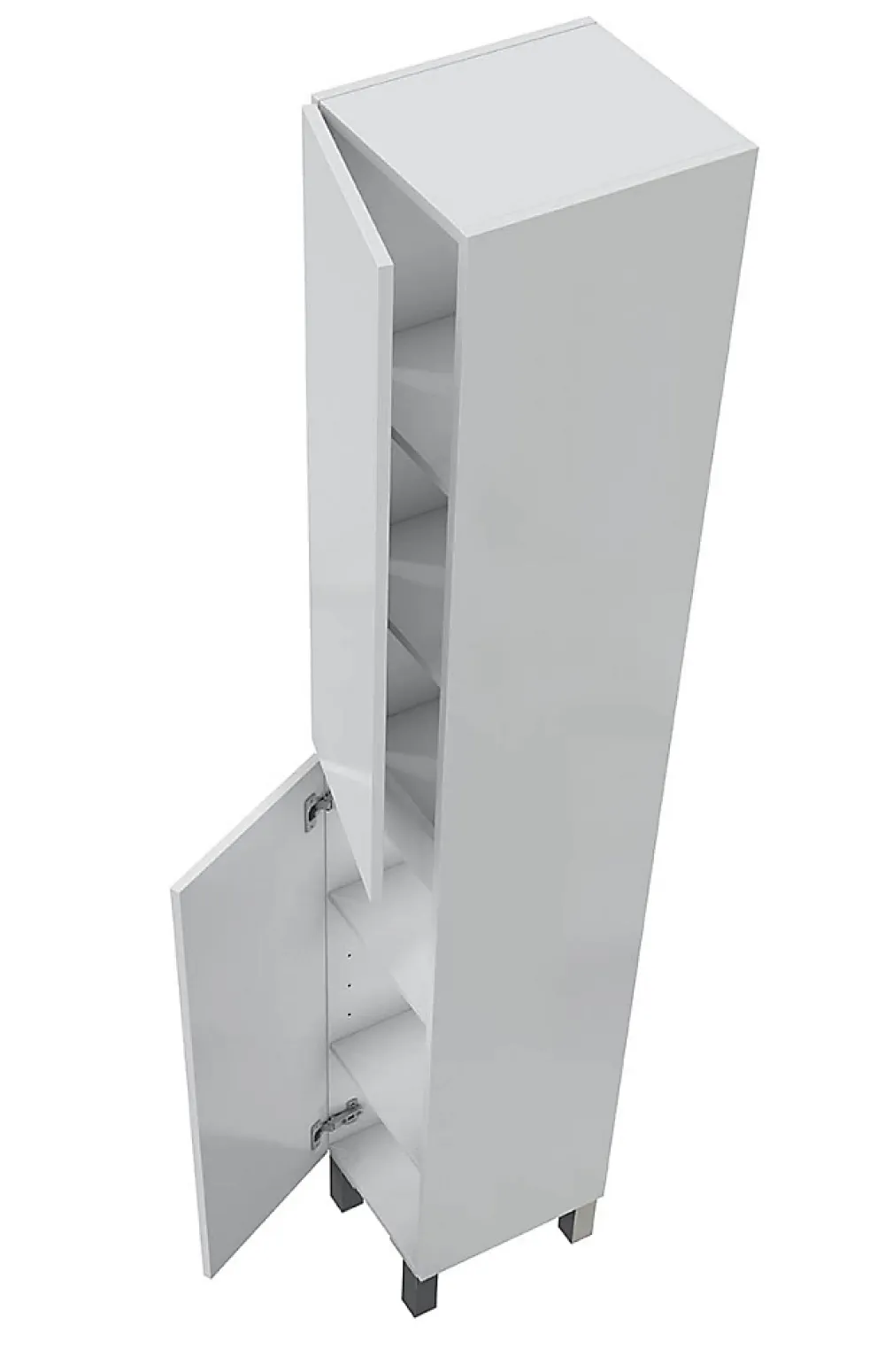 Pegane Colonne de salle de bain avec 2 portes sans poignée coloris blanc - Longueur 30 x Profondeur 35 x Hauteur 182 cm