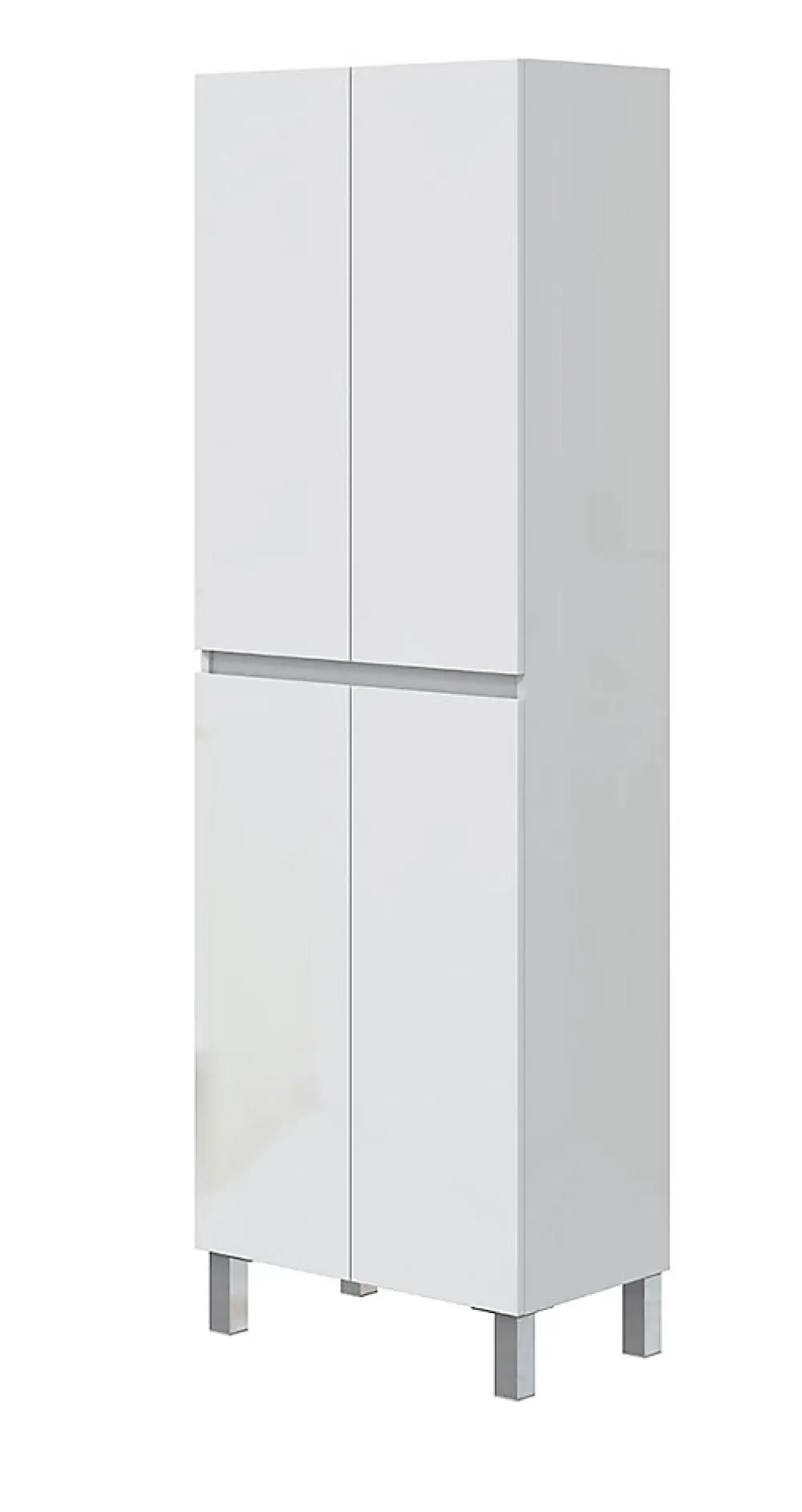 Colonne De Salle De Bains|Pegane Colonne de salle de bain avec 4 portes sans poignée coloris blanc - Longueur 60 x Profondeur 35 x Hauteur 182 cm