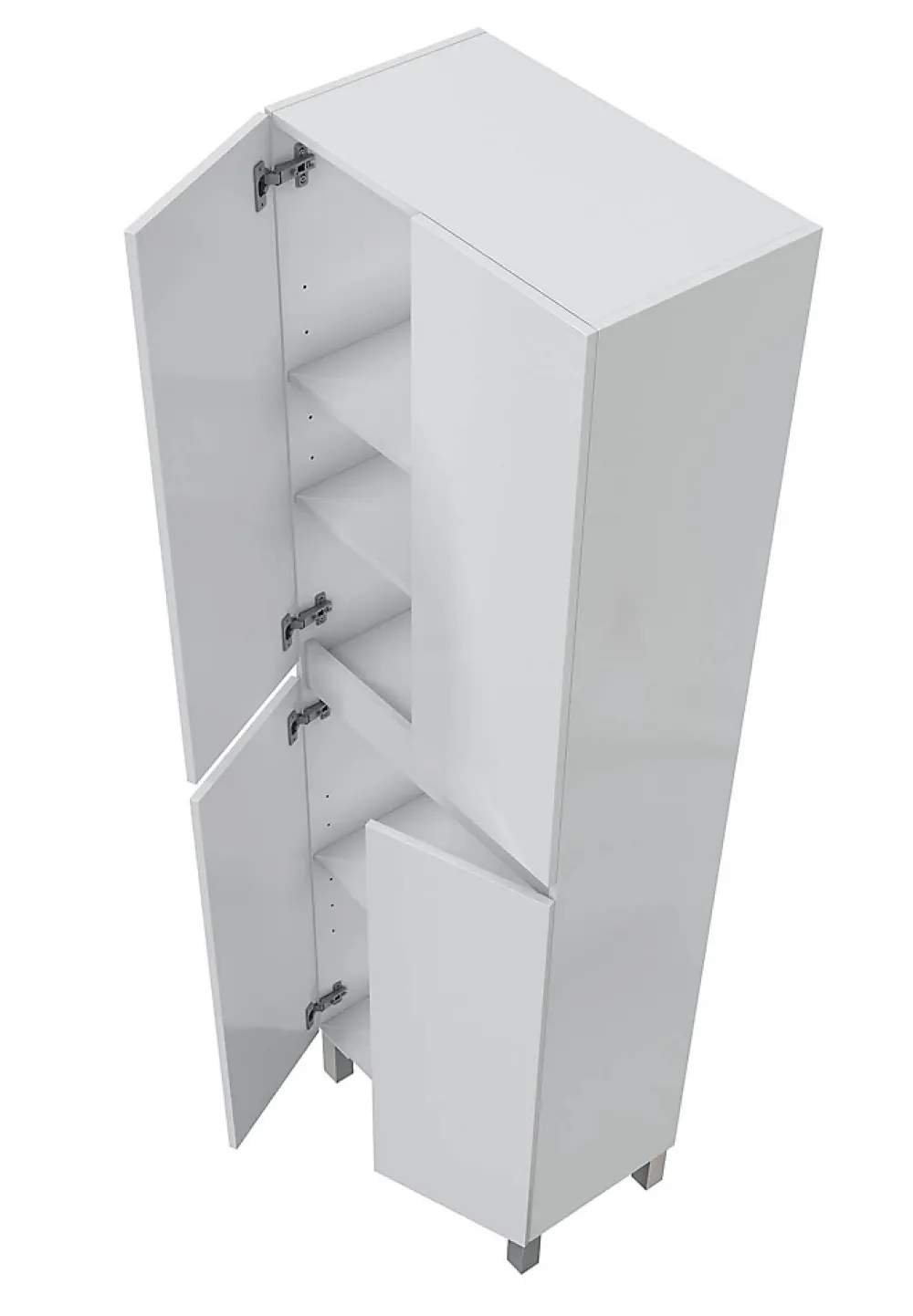 Colonne De Salle De Bains|Pegane Colonne de salle de bain avec 4 portes sans poignée coloris blanc - Longueur 60 x Profondeur 35 x Hauteur 182 cm
