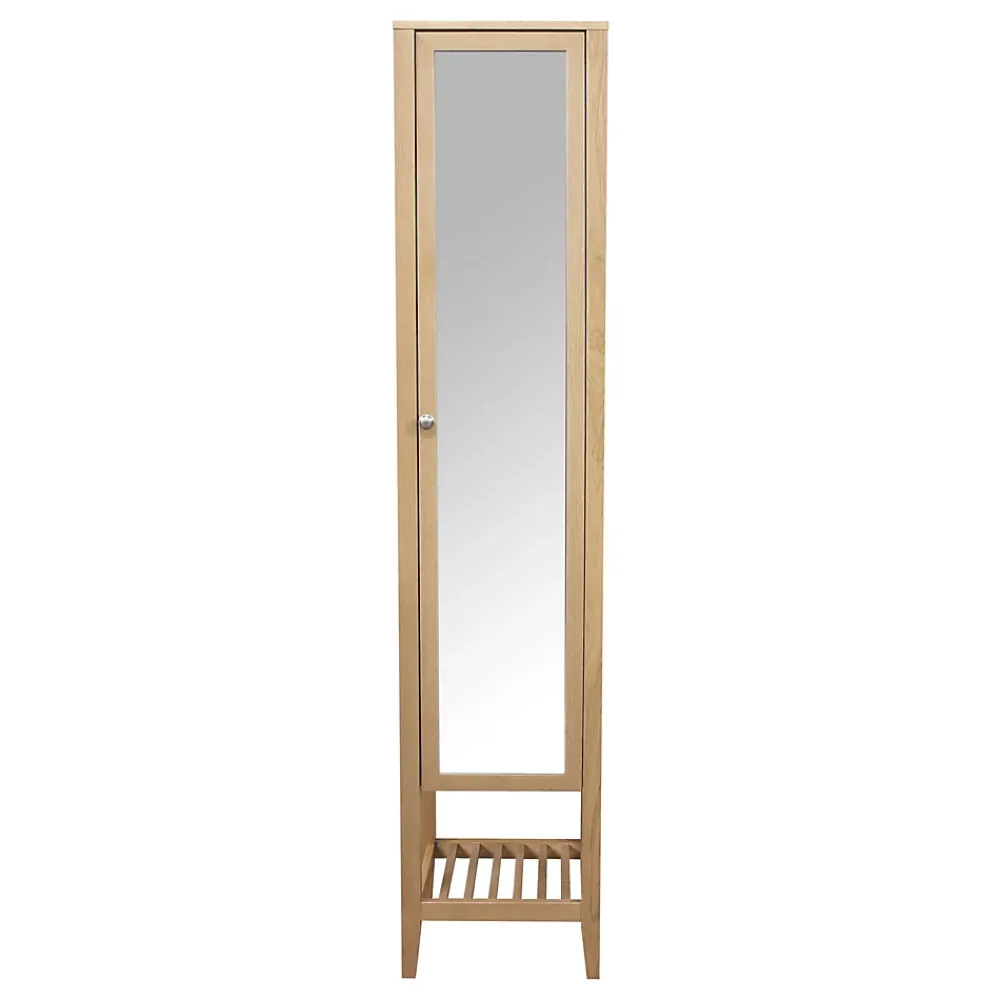 GoodHome Colonne de salle de bains à poser avec miroir placage chêne l.40,2 x H.185 x P.36,1 cm, Perma