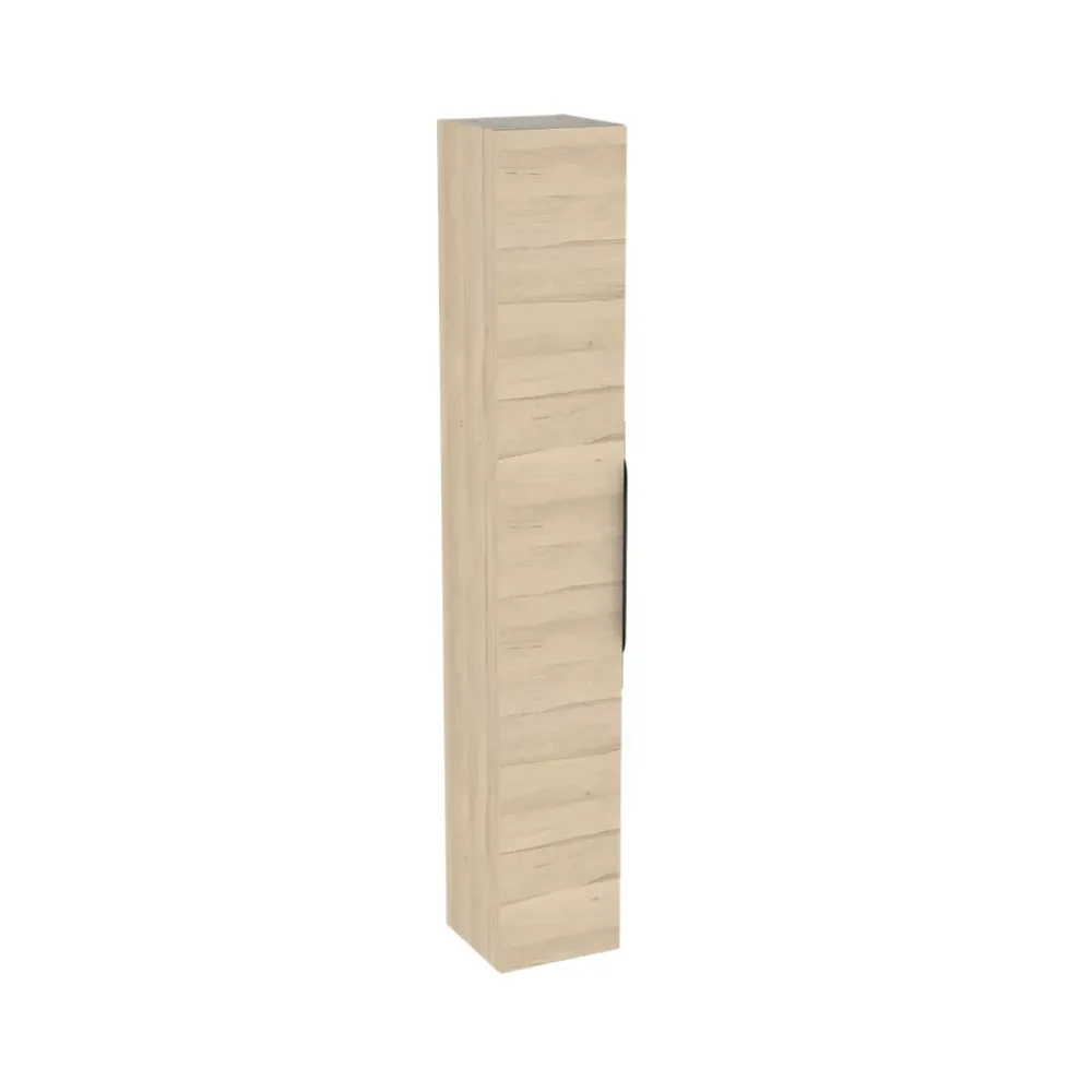 Colonne de salle de bains suspendue 1 porte effet bois l.30 cm x H.183 x P.30 cm, Pamili