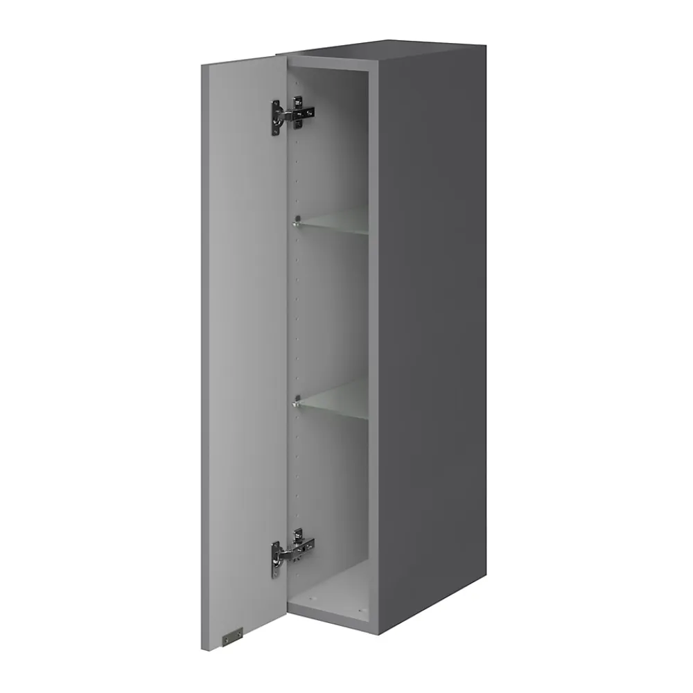 Colonne De Salle De Bains|Meuble De Salle De Bains Faible Profondeur|GoodHome Colonne de salle de bains suspendue faible largeur gris brillant l.20 x H.90 x P.36 cm, Imandra