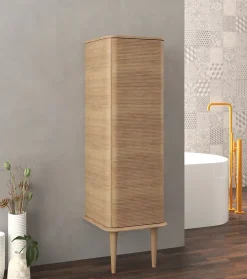 Baden Colonne de salle de bains avec pieds 1 porte H.123 cm, effet chêne tabac, IDRA