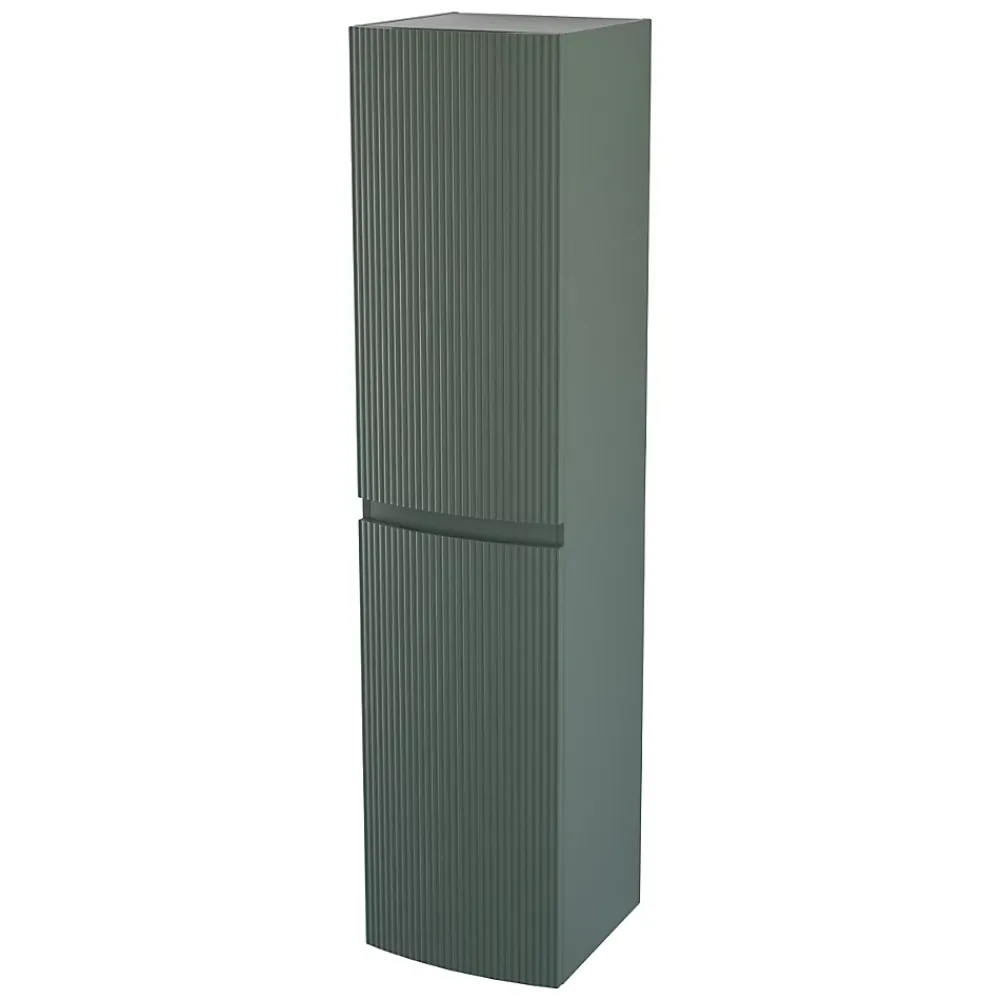 Colonne de salle de bains vert mat strié l.40 x H.170 x P.40 cm, Vague