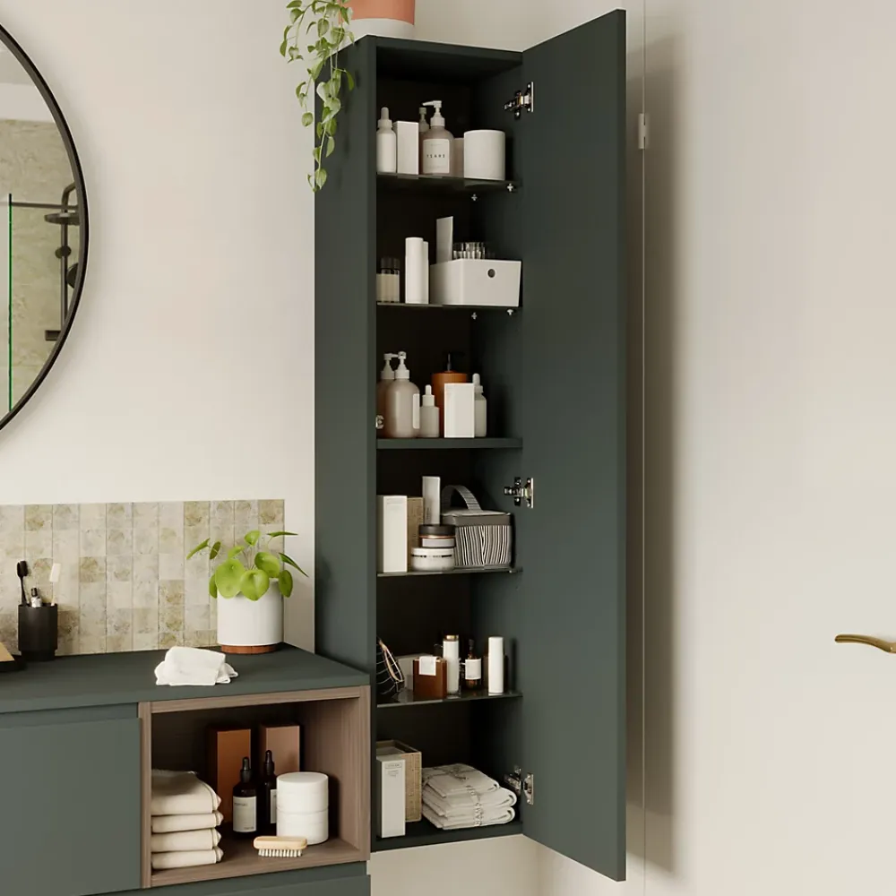 Colonne De Salle De Bains|GoodHome Colonne de salle de bains l.35 x H.150 x P.30 cm vert forêt Kentia