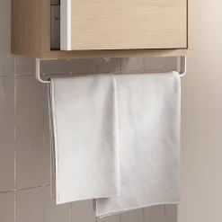 Colonne De Salle De Bains|Meuble De Salle De Bains Faible Profondeur|GoodHome Colonne de salle de bains suspendue avec porte-serviettes effet bois l.36 x H.115 x P.30 cm, Maza