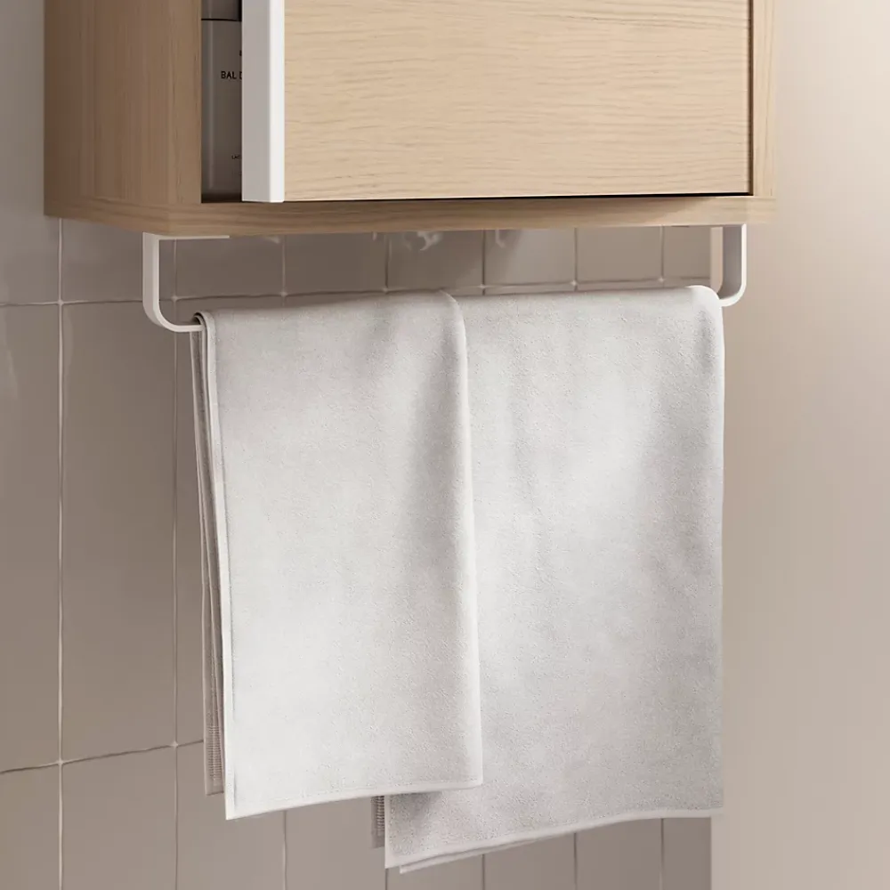 Colonne De Salle De Bains|Meuble De Salle De Bains Faible Profondeur|GoodHome Colonne de salle de bains suspendue avec porte-serviettes effet bois l.36 x H.115 x P.30 cm, Maza