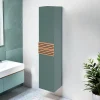 Decotec Colonne de salle de bains à suspendre 2 portes ouverture gauche l.35 x H.160 x P.31,2 cm vert toundra, Archi